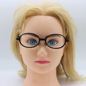 Black Round Thick Rim 70s Style Glasses Deadstock Made in Japan 49 19 145